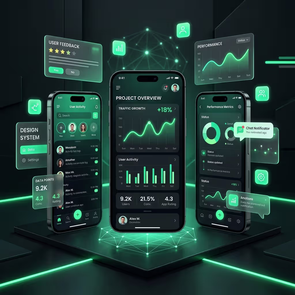 Sleek technology dashboard web development